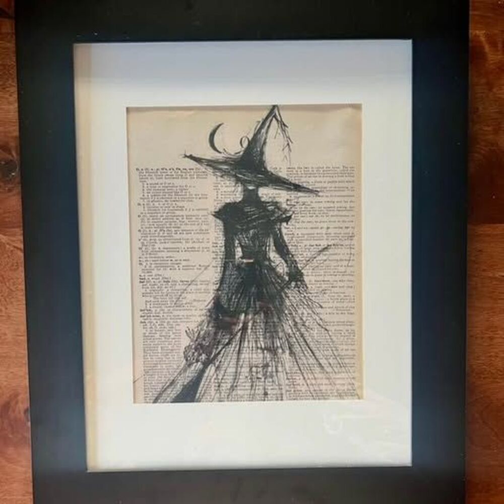 Framed Witch Print – Vtg Dictionary Page Art